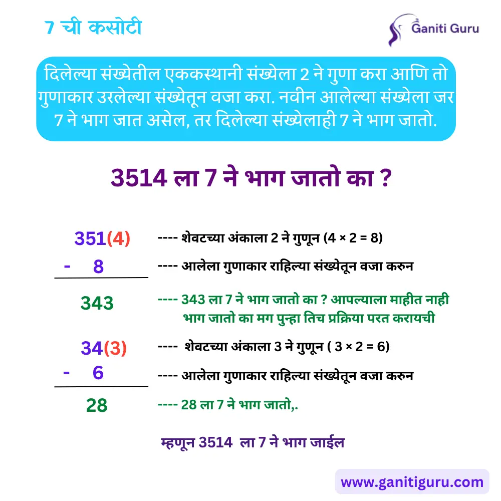 Divisibility Rule of 7 in Marathi